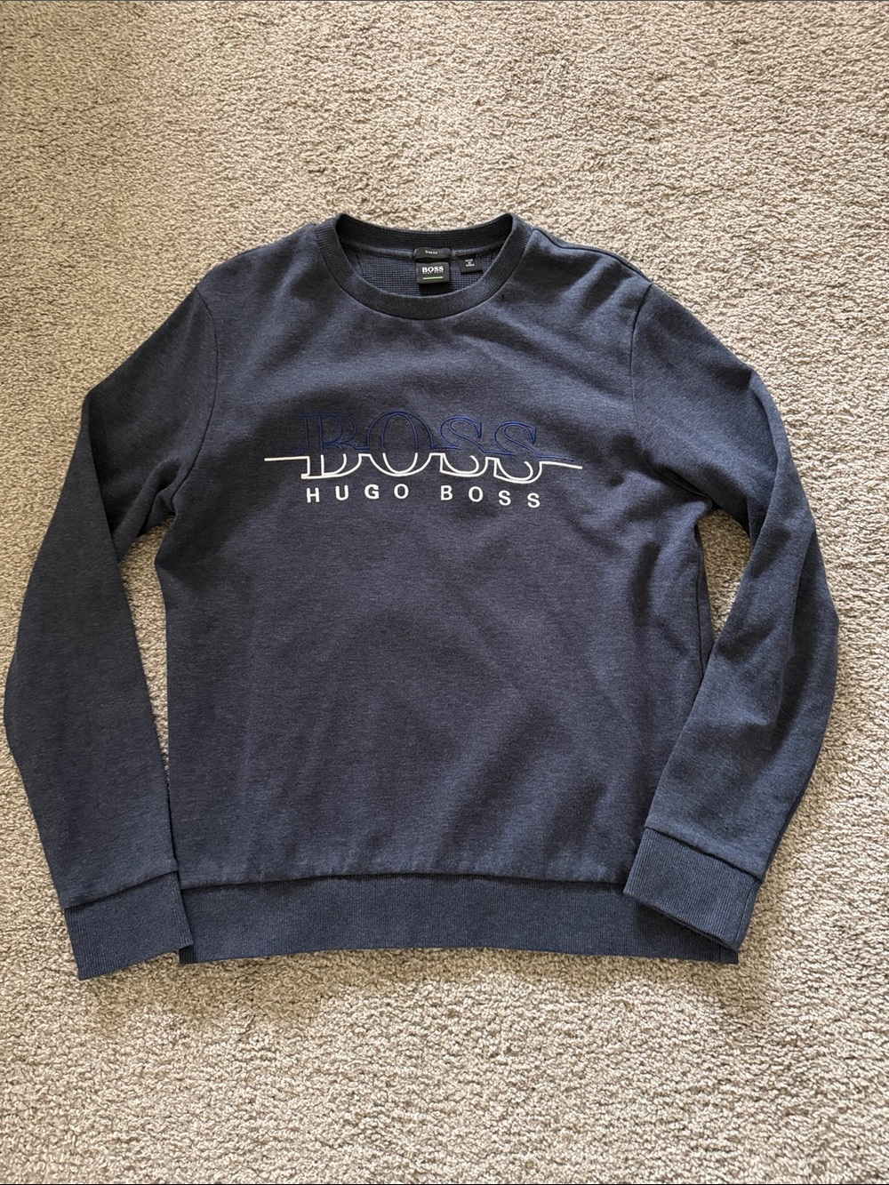 Hugo Boss Navy Crewneck Sweatshirt size medium fits like a small